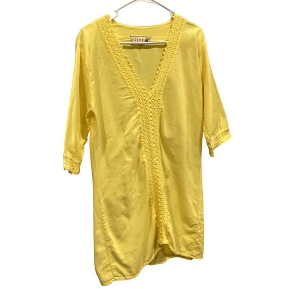 Seaspice Womens Cover Up Small S Yellow Dress Peruvian Cotton Resort Wear Beachy - Picture 1 of 9